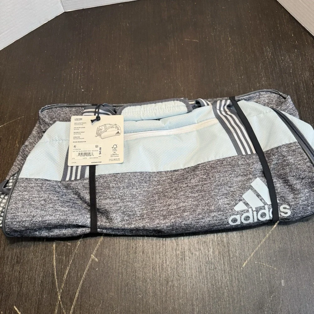 Adidas Women's Squad IV Gym Duffel Bag Sky Tiny Blue /Jersey Onix (gray) NEW NWT